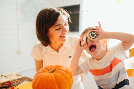 Family has fun in Halloween time Happy Halloween conceptの写真素材