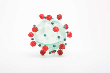 Coronavirus model isolated on a white backgroundの写真素材
