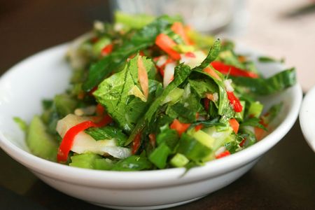 vegetable salad in small plate,close-upの写真素材