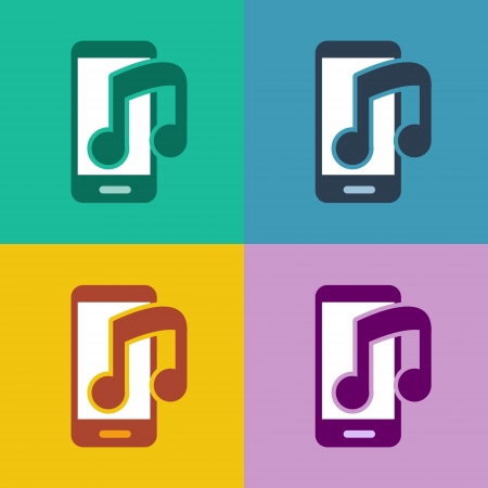 flat design icons - music download - ui or metro designの写真素材