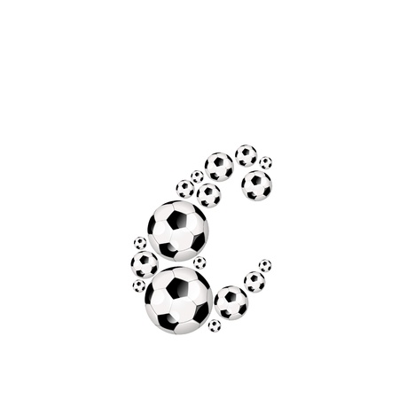 Soccer alphabet letter c illustration icon with soccerballs or footballsの写真素材