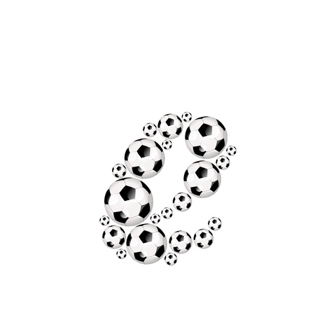 Soccer alphabet letter e illustration icon with soccerballs or footballsの写真素材