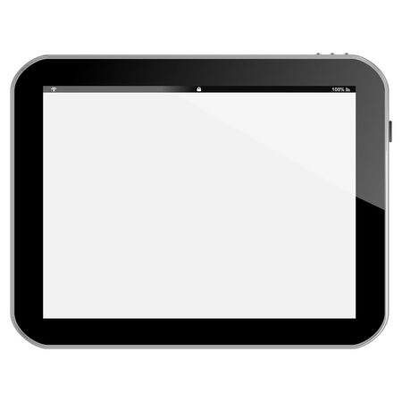 horizontal pad or tablet-pc with a bright reflection on the top right hand sideの写真素材