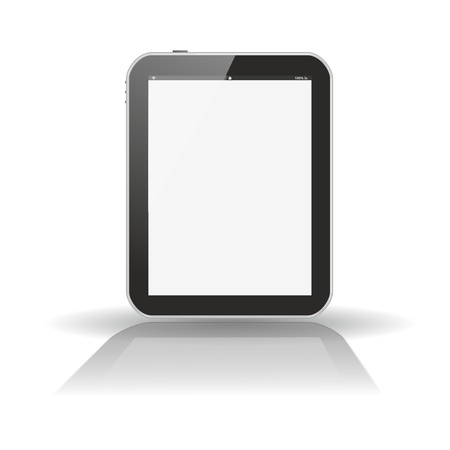 tablet pc with extra large mirror reflection and floating shadow の写真素材