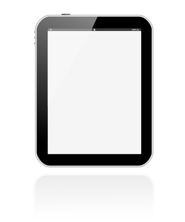 tablet pc vertical with large, soft tone reflection shadowの写真素材