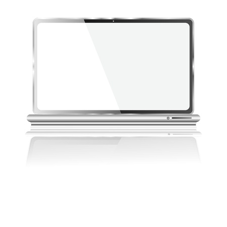 laptop blank screen illustration with glossy shadow and reflection effectsの写真素材