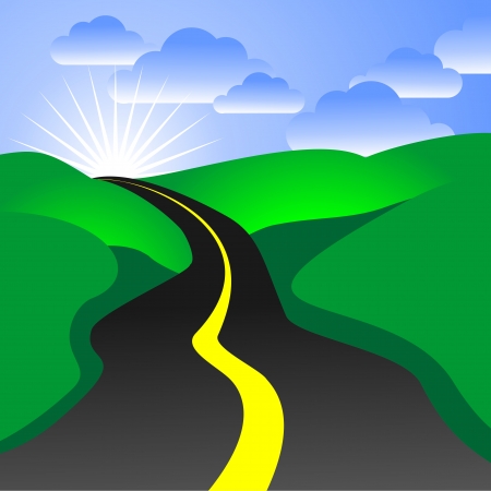 country road illustration iconの写真素材