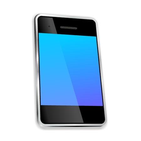 smartphone 3D perspective blue screen illustrationの写真素材