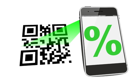 cellphone QR code discountの写真素材