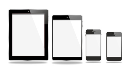 smartphone, tablet pc, mini pad, set of communication mobile devicesの写真素材