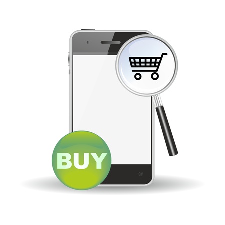 smartphone, mobile commerce shopping search iconの写真素材