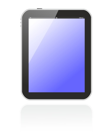 tablet pc, pad with blue screen isolatedの写真素材
