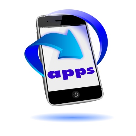 mobile app download on smartphone screen iconの写真素材