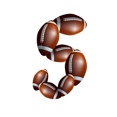 american football icon number 5の写真素材