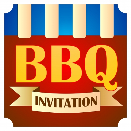 BBQ, barbecue retro, vintage, flat design, INVITATION iconの写真素材