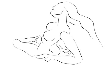 NUDE - hand drawingの写真素材