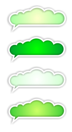 cloud shaped horizontal banner elements in greenの写真素材