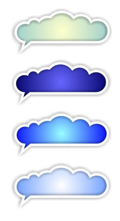 cloud shaped horizontal banner elements in blueの写真素材