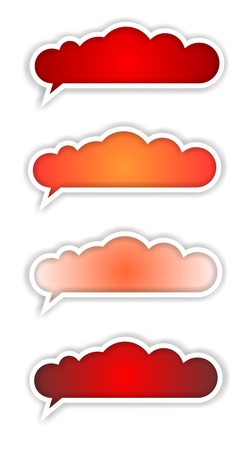 cloud shaped horizontal banner elements in redの写真素材