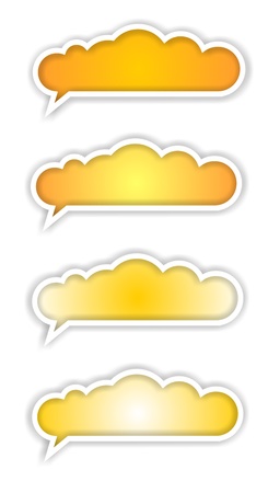 cloud shaped horizontal banner elements in orangeの写真素材