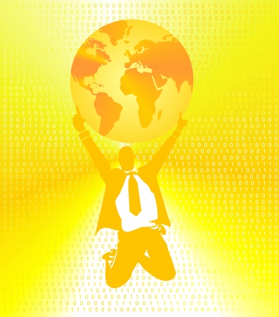 business winner takes the world, orangeの写真素材
