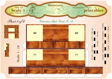 VICTORIAN BUREAU DESK part 1 of 6 - DOLLHOUSE MINIATURES  - printablesの写真素材