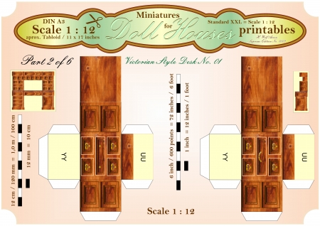 VICTORIAN BUREAU DESK part 2 of 6 - DOLLHOUSE MINIATURES  - printablesの写真素材