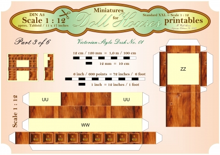 VICTORIAN BUREAU DESK 3 of 6  - DOLLHOUSE MINIATURES  - printablesの写真素材