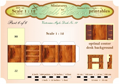 VICTORIAN BUREAU DESK part 6 of 6 - DOLLHOUSE MINIATURES - printablesの写真素材