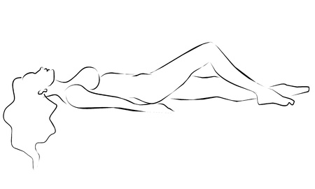 women SPA relaxing - hand drawnの写真素材