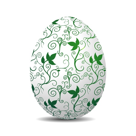 floral white EASTER EGG with green patternの写真素材
