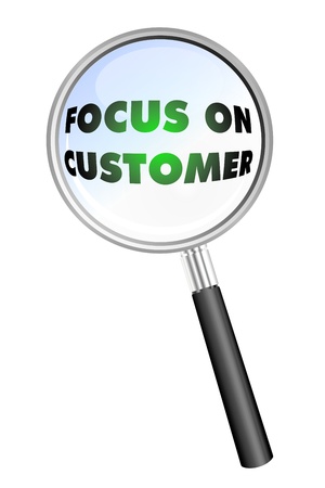 FOCUS ON CUSTOMER magnifying glassの写真素材
