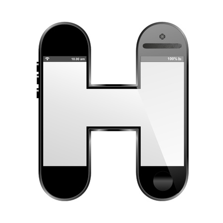 smart phone shaped, alphabet design letter, Hの写真素材