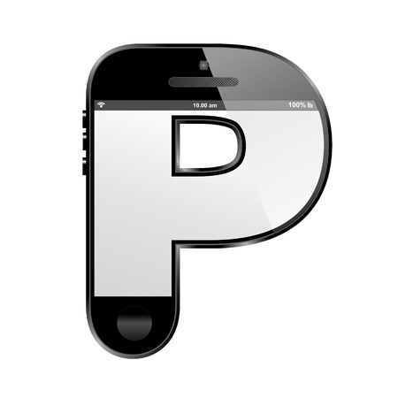 smart phone shaped, alphabet design letter, Pの写真素材
