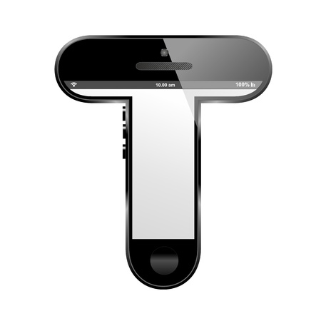 smart phone shaped, alphabet design letter, Tの写真素材
