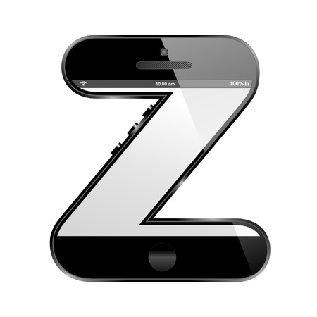 smart phone shaped, alphabet design letter, Zの写真素材
