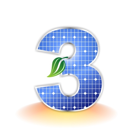 solar panels texture, number 3 icon or symbolの写真素材
