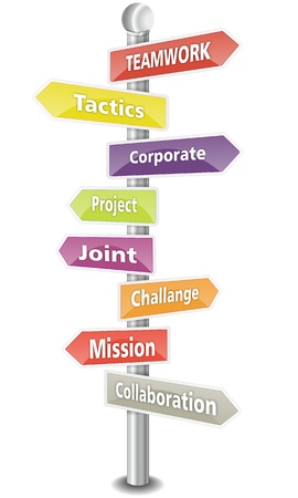 TEAMWORK word cloud in a colorful traffic signの写真素材