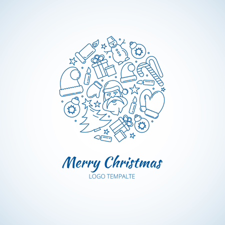 Line christmas and new year icons for web and logos design.のイラスト素材