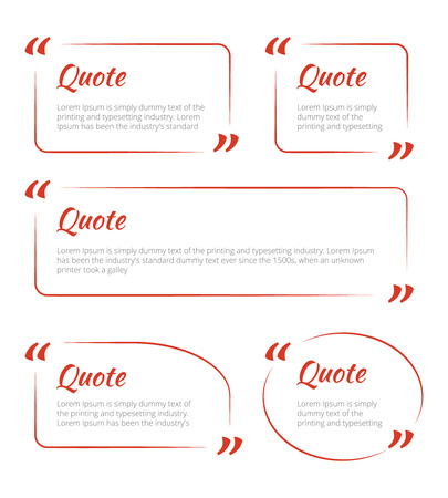 Quote blank template. Quote bubble. Empty template. Circle business card template, paper sheet, information, text. Print design. Quote form. Template vector setのイラスト素材
