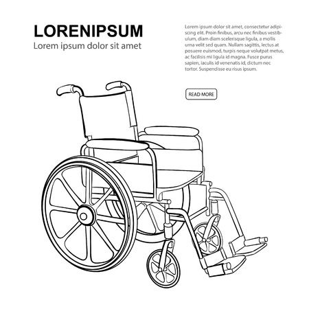 Wheelchair. Vector hand drawn illustration isolate on white background. Website page templateのイラスト素材
