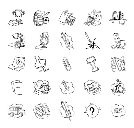Back to School. vector Conceptual icons set with school elements isolate on white backgroundのイラスト素材