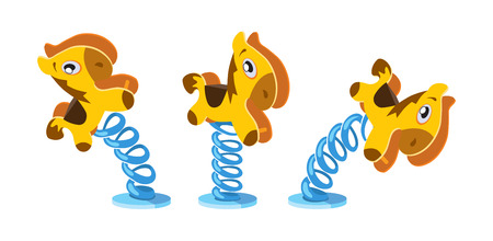 vector animation frames of rocking litle horse on white backgroundのイラスト素材