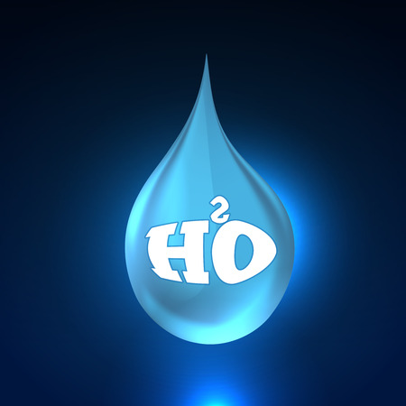 Vector illustration of blue Realistic Water Drops on dark backgroundのイラスト素材