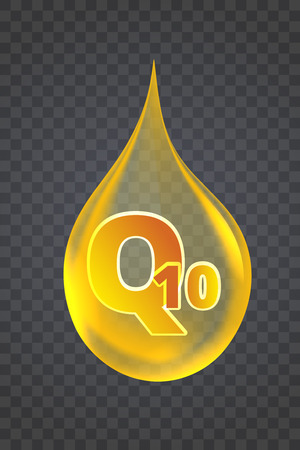 Coenzyme Q10. vector illustration of realistic drop oil icon isolated on transparent background.のイラスト素材