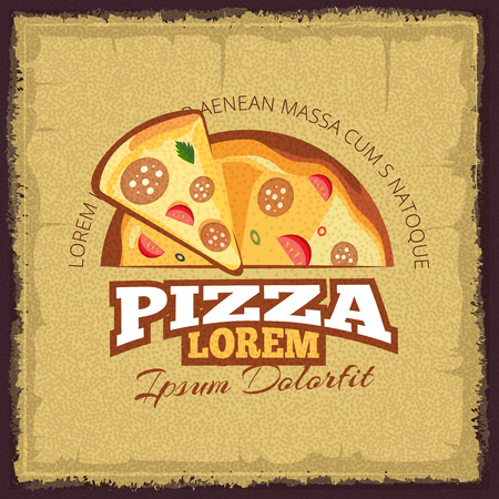 Vector vintage poster with pizzeria.のイラスト素材