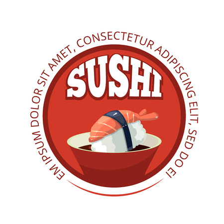 Vector emblem with sushi, traditional japan food. tamplate for cover  design. Illustrations with place for your text.のイラスト素材