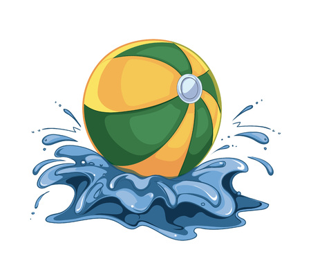 vector illustration of inflatable ball in the watter. Picture isolate on white backgroundのイラスト素材