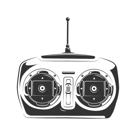 vector illustration of remote controller to control airplane, car or quadcopter. Monochrome picture isolate on white backgroundのイラスト素材