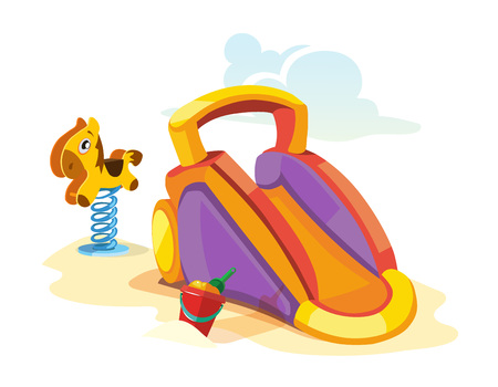 Vector illustration of bouncy children hills on playground. Pictures isolate on white backgroundのイラスト素材